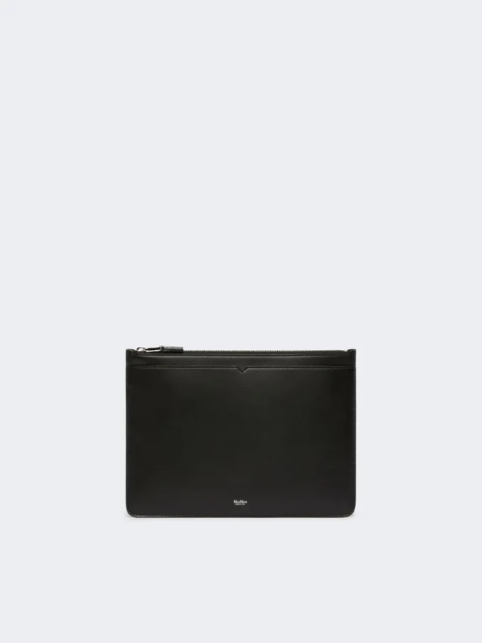 Tabletveske i skinn, svart