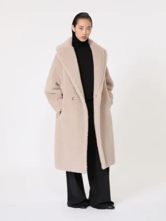 Teddy Bear Icon Coat i alpakka og ull, beige