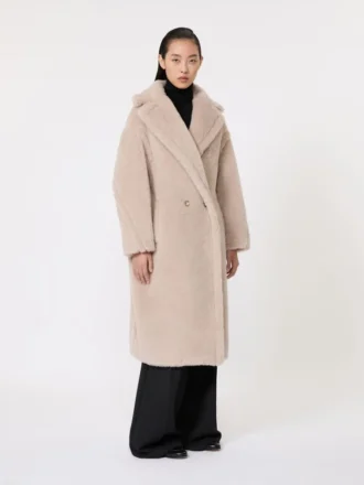 Teddy Bear Icon Coat i alpakka og ull, beige