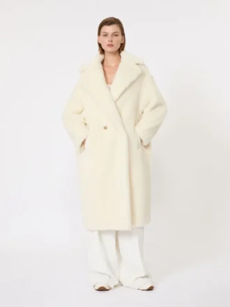 Teddy Bear Icon Coat i alpakka og ull, hvit