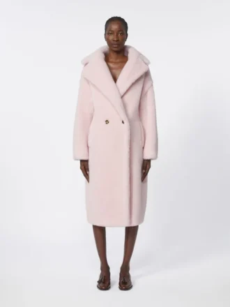 Teddy Bear Icon Coat i alpakka og ull, rosa