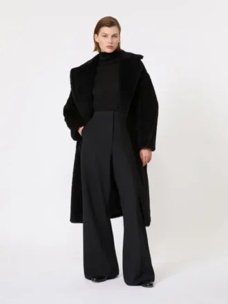 Teddy Bear Icon Coat i alpakka og ull, svart
