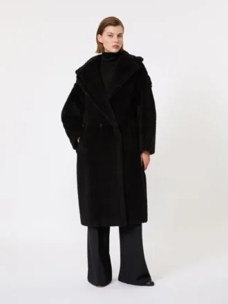 Teddy Bear Icon Coat i alpakka og ull, svart