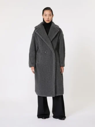 Teddy Bear Icon Coat i ull og alpakka, mellomgrå