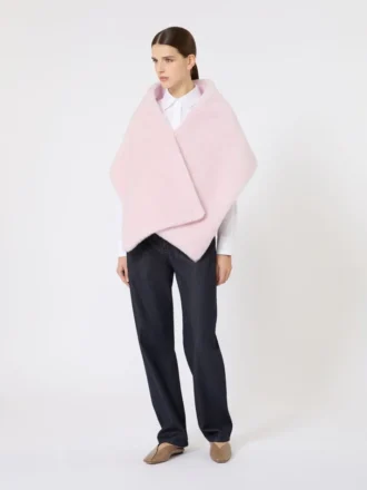 Teddy-stole i alpakka og ull, beige-rosa