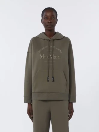 Teknisk sweatshirt i bomullsjersey, kaki Teknisk sweatshirt i bomullsjersey, kaki