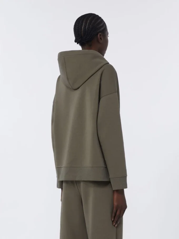 Teknisk sweatshirt i bomullsjersey, kaki Teknisk sweatshirt i bomullsjersey, kaki