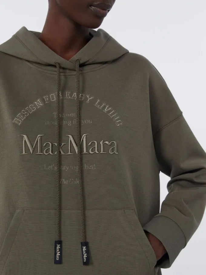 Teknisk sweatshirt i bomullsjersey, kaki Teknisk sweatshirt i bomullsjersey, kaki