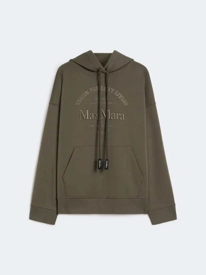 Teknisk sweatshirt i bomullsjersey, kaki Teknisk sweatshirt i bomullsjersey, kaki