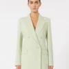 Tettsittende blazer i ullkrepp, grønn