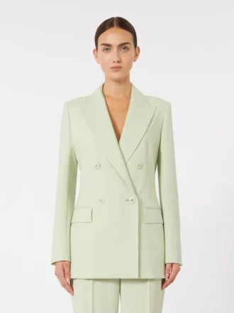 Tettsittende blazer i ullkrepp, grønn
