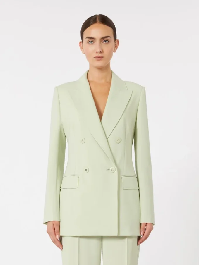 Tettsittende blazer i ullkrepp, grønn