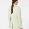 Tettsittende blazer i ullkrepp, grønn