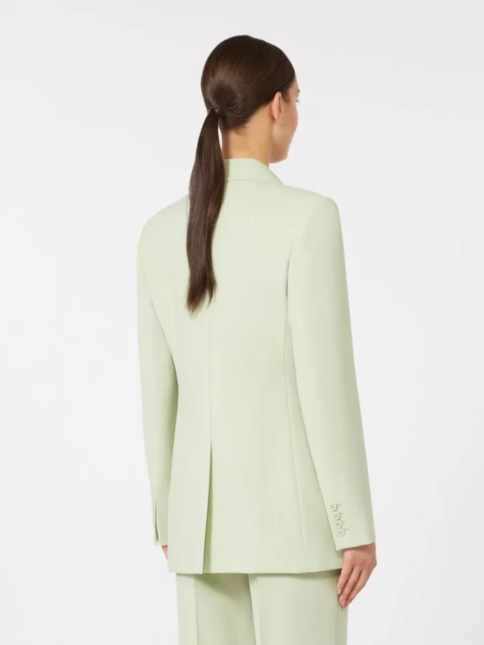 Tettsittende blazer i ullkrepp, grønn