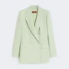Tettsittende blazer i ullkrepp, grønn