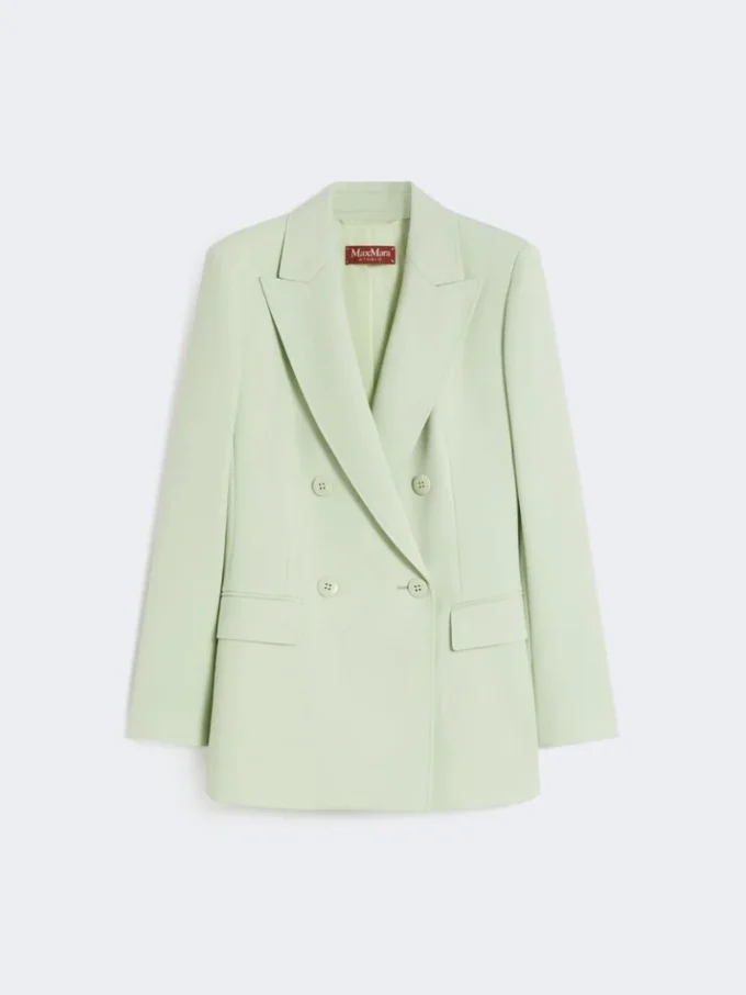 Tettsittende blazer i ullkrepp, grønn