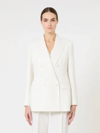 Tettsittende blazer i ullkrepp, hvit