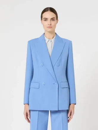 Tettsittende blazer i ullkrepp, lyseblå Tettsittende blazer i ullkrepp, lyseblå