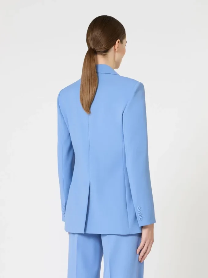 Tettsittende blazer i ullkrepp, lyseblå