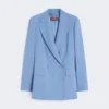 Tettsittende blazer i ullkrepp, lyseblå