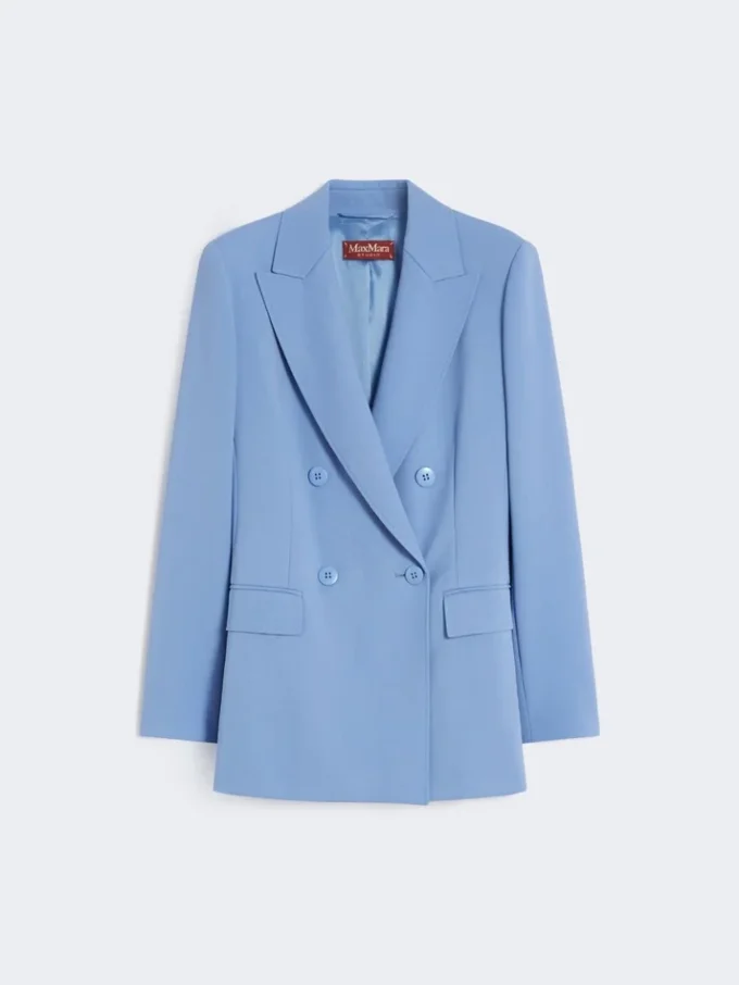 Tettsittende blazer i ullkrepp, lyseblå