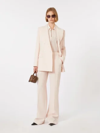 Tettsittende blazer i ullkrepp, rosa