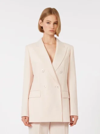 Tettsittende blazer i ullkrepp, rosa