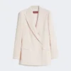 Tettsittende blazer i ullkrepp, rosa