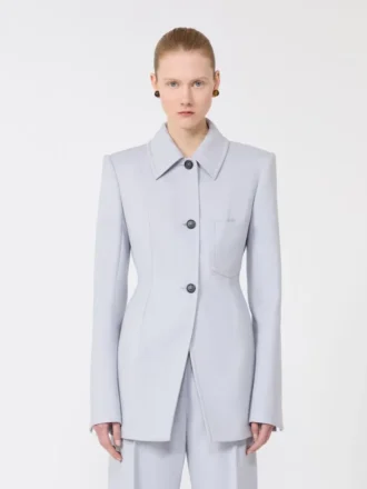 Tettsittende skjortejakke i gabardin, mellomgrå