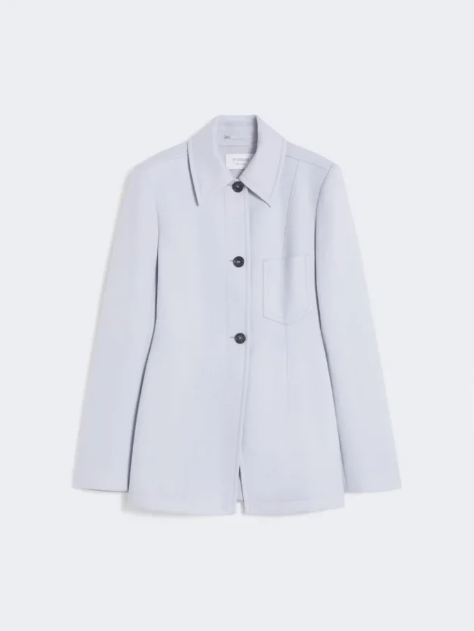 Tettsittende skjortejakke i gabardin, mellomgrå Tettsittende skjortejakke i gabardin, mellomgrå
