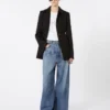 Tettsittende skjortejakke i gabardin, svart Tettsittende skjortejakke i gabardin, svart