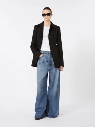 Tettsittende skjortejakke i gabardin, svart