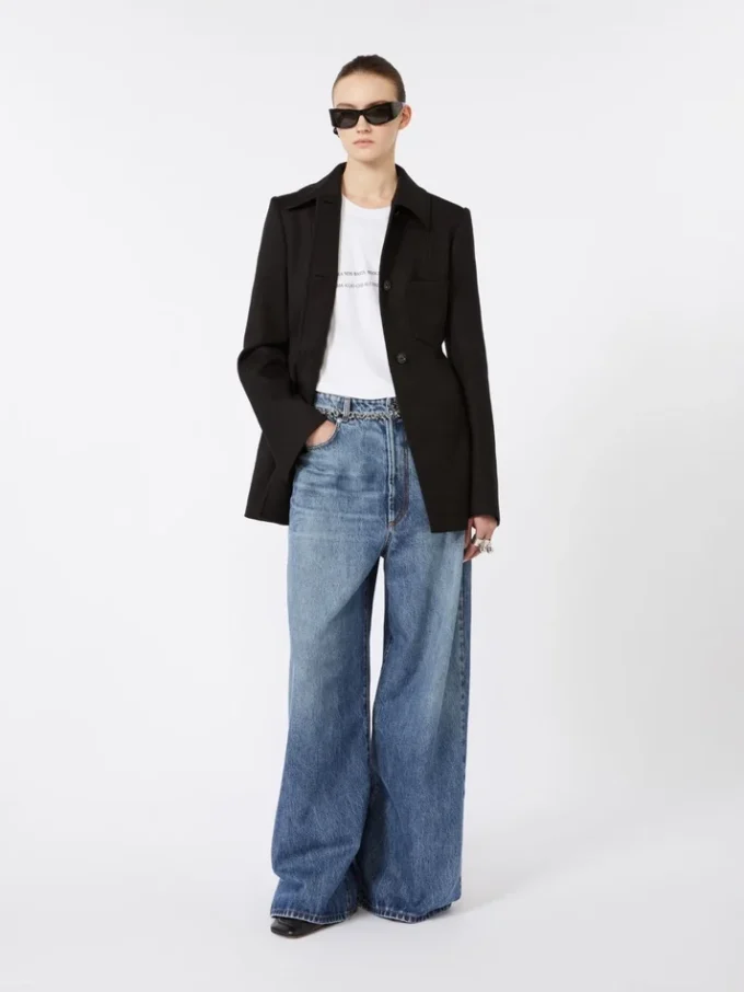 Tettsittende skjortejakke i gabardin, svart Tettsittende skjortejakke i gabardin, svart