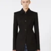 Tettsittende skjortejakke i gabardin, svart Tettsittende skjortejakke i gabardin, svart