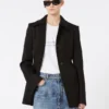 Tettsittende skjortejakke i gabardin, svart Tettsittende skjortejakke i gabardin, svart