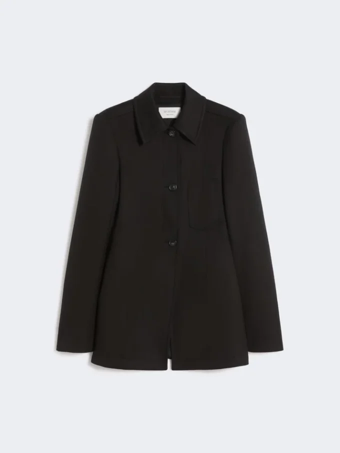 Tettsittende skjortejakke i gabardin, svart Tettsittende skjortejakke i gabardin, svart