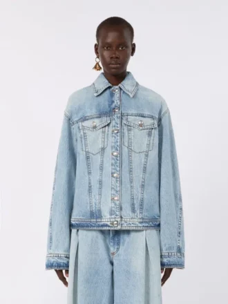 To-delt denimjakke, midnattsblå