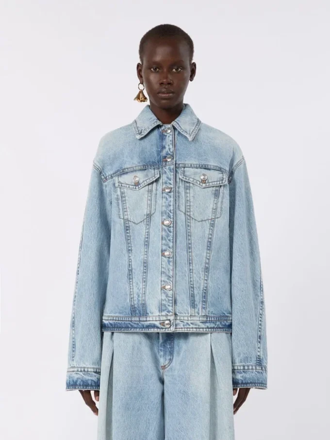 To-delt denimjakke, midnattsblå