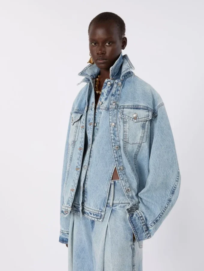 To-delt denimjakke, midnattsblå