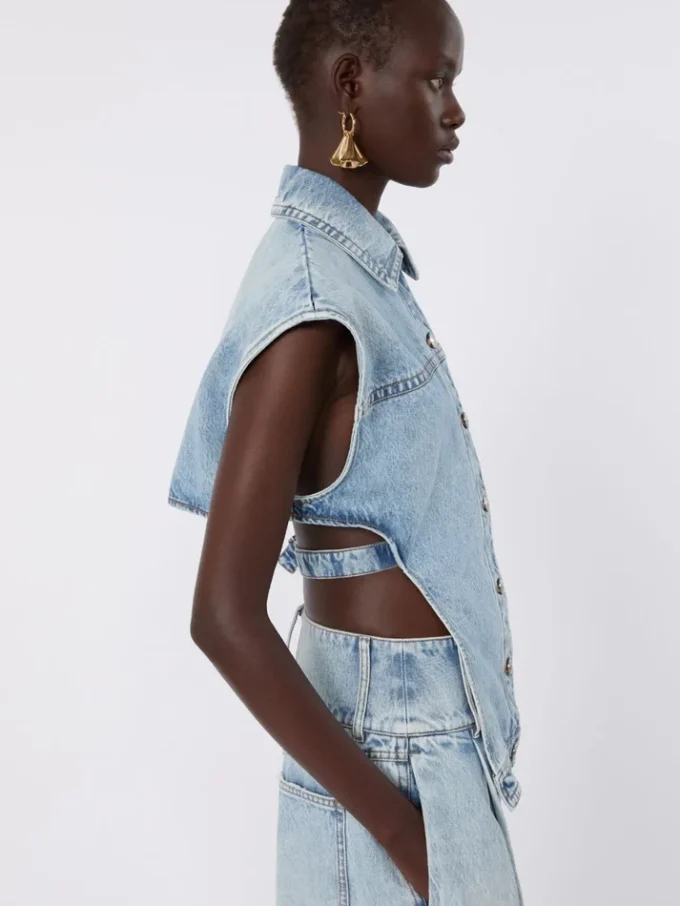To-delt denimjakke, midnattsblå
