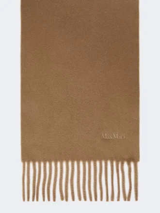 Ullskjerf med broderi, brunt Ullskjerf med broderi, brunt
