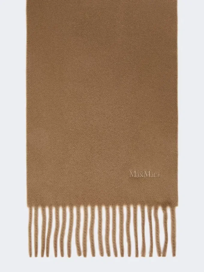 Ullskjerf med broderi, brunt