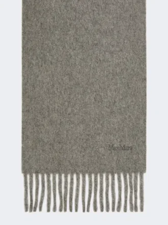Ullskjerf med broderi, mellomgrå Ullskjerf med broderi, mellomgrå