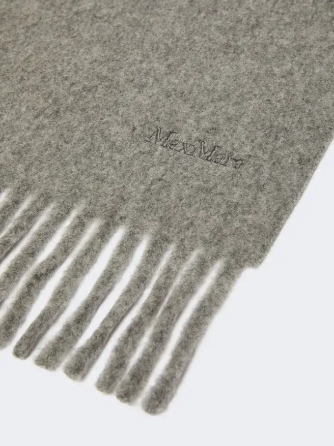 Ullskjerf med broderi, mellomgrå Ullskjerf med broderi, mellomgrå