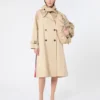 Vannavvisende gabardine-trenchcoat med trykk, plomme
