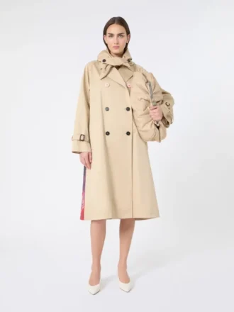 Vannavvisende gabardine-trenchcoat med trykk, plomme Vannavvisende gabardine-trenchcoat med trykk, plomme