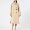 Vannavvisende gabardine-trenchcoat med trykk, plomme