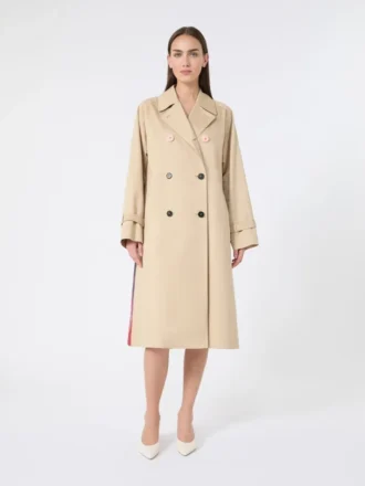 Vannavvisende gabardine-trenchcoat med trykk, plomme Vannavvisende gabardine-trenchcoat med trykk, plomme