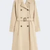 Vannavvisende gabardine-trenchcoat med trykk, plomme