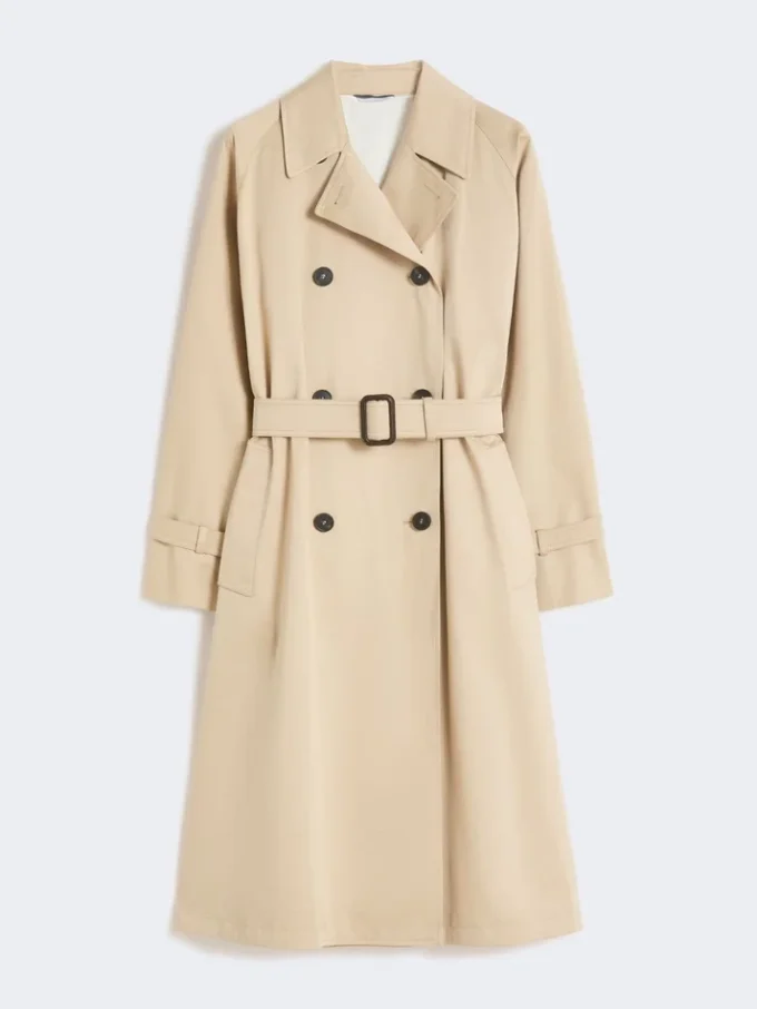 Vannavvisende gabardine-trenchcoat med trykk, plomme